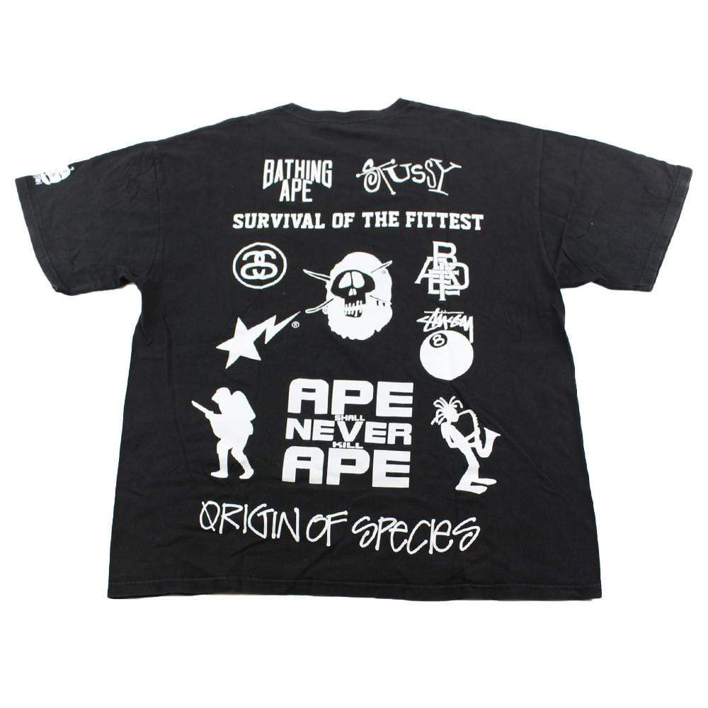 Bape x Stussy Survival of the Fittest Tee Black – SARUGENERAL
