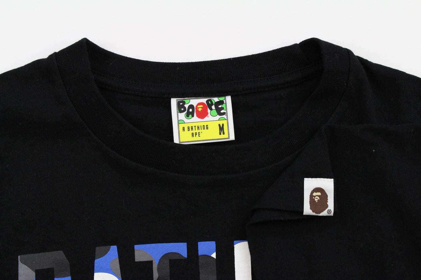 BAPE Blue city camo Arch Text Tee Black - SaruGeneral