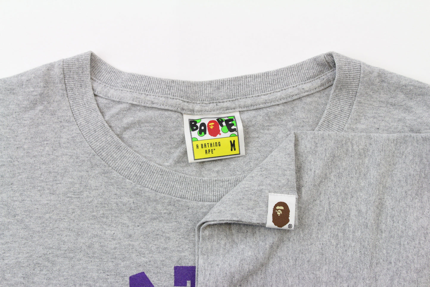 BAPE Purple College Logo Tee Grey - SaruGeneral