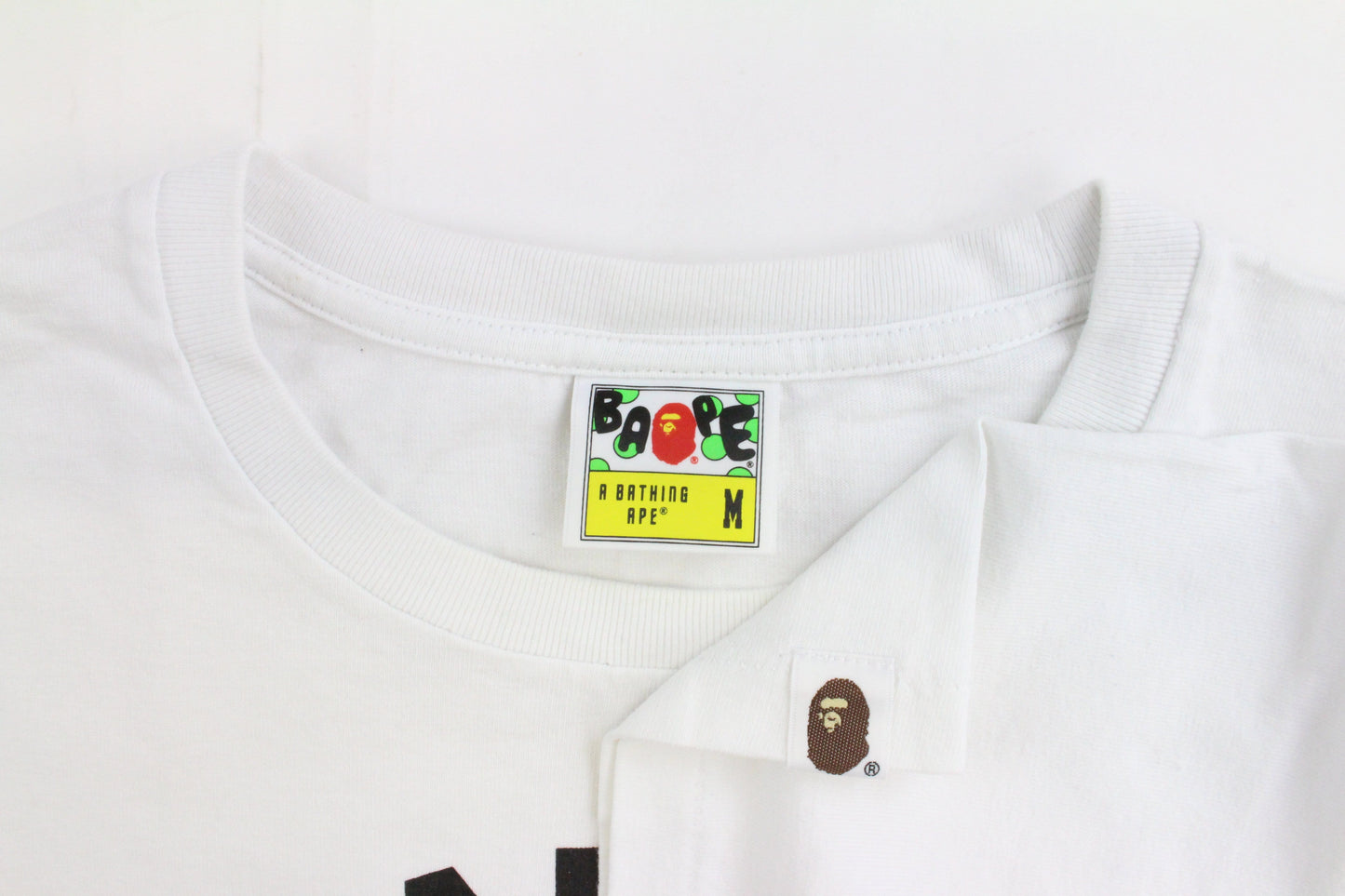 Bape 1st ABC green Camo college logo Tee White - SaruGeneral