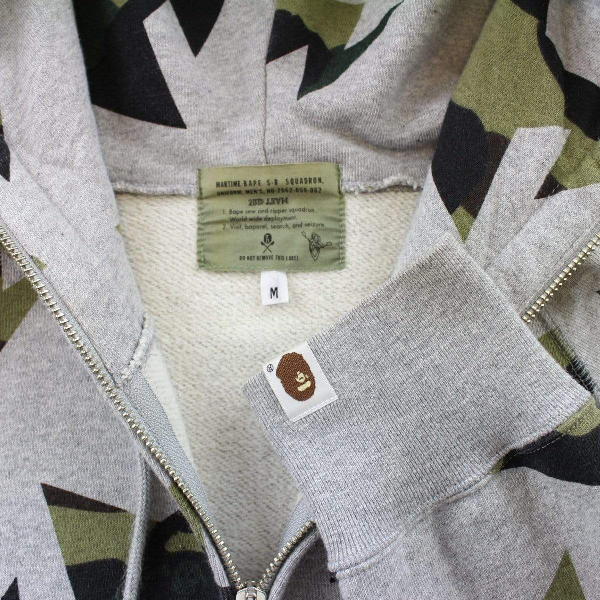 Bape 1st Green Camo Bapesta Allover Print Hoodie Grey - SaruGeneral