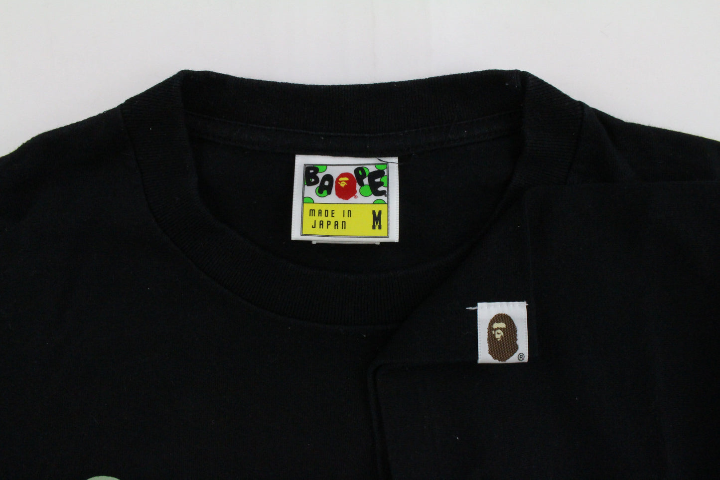 Bape 1st Green Camo Bapesta Logo Tee Black - SaruGeneral