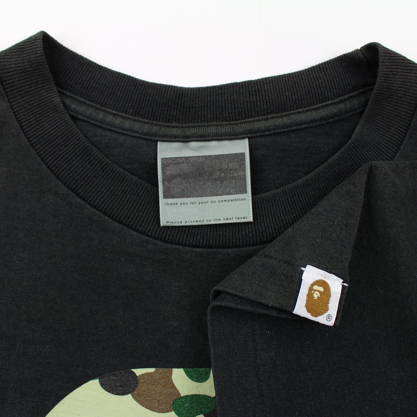 Bape 1st Green Camo Big Ape Logo Tee Black - SaruGeneral