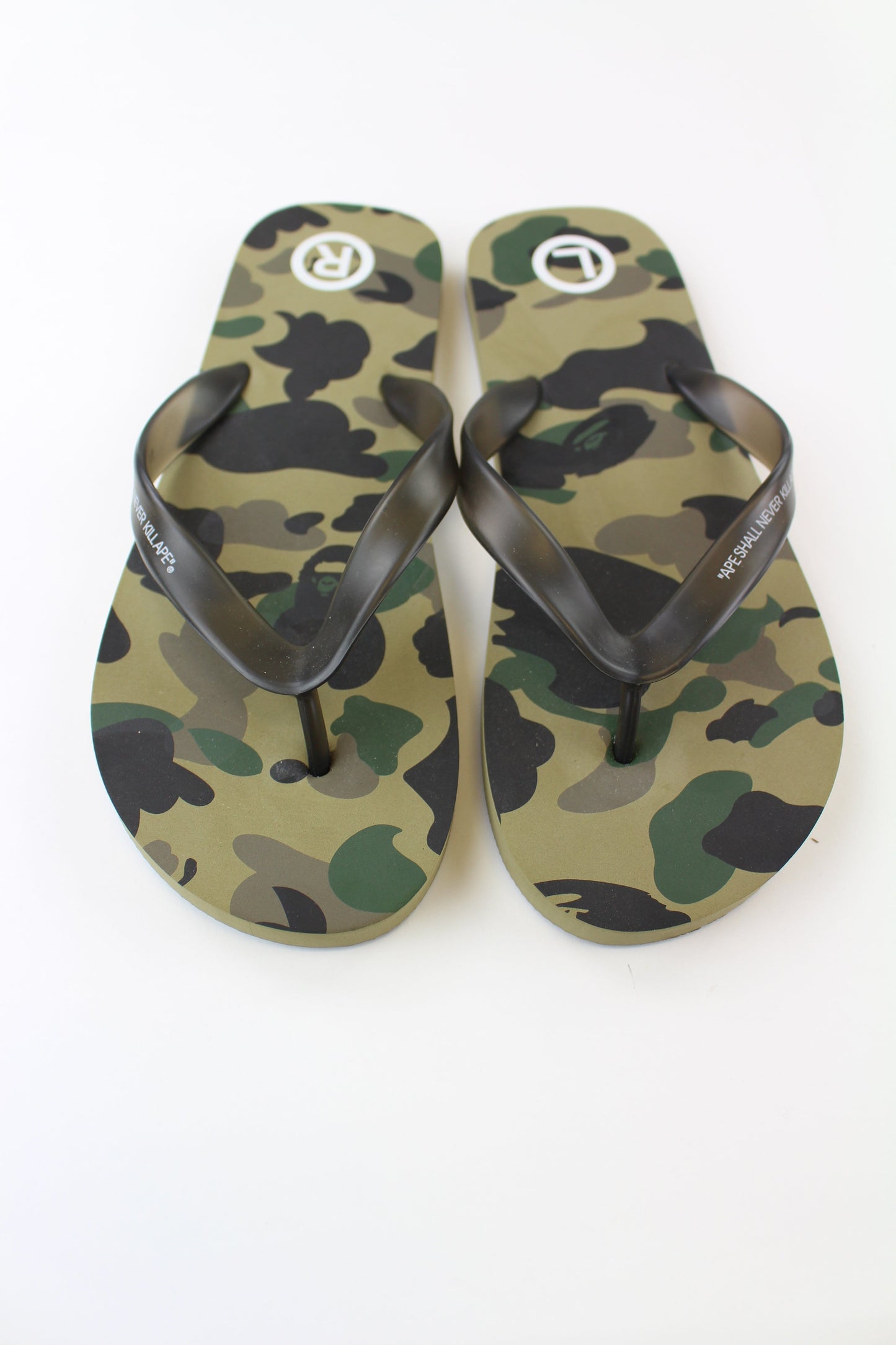 Bape 1st Green Camo Flip Flops - SaruGeneral