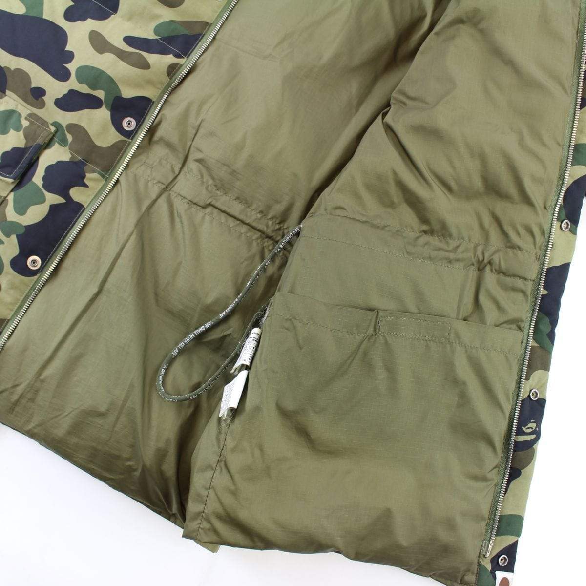 Bape 1st Green Camo Fur Puffer Jacket - SaruGeneral