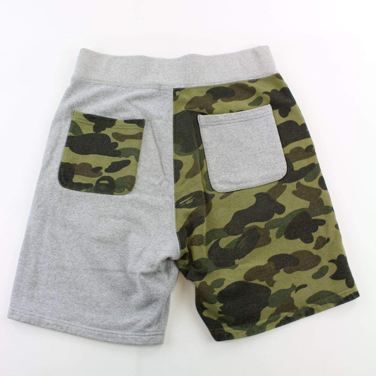 Bape 1st Green Camo Half Grey Shark Face Shorts - SaruGeneral
