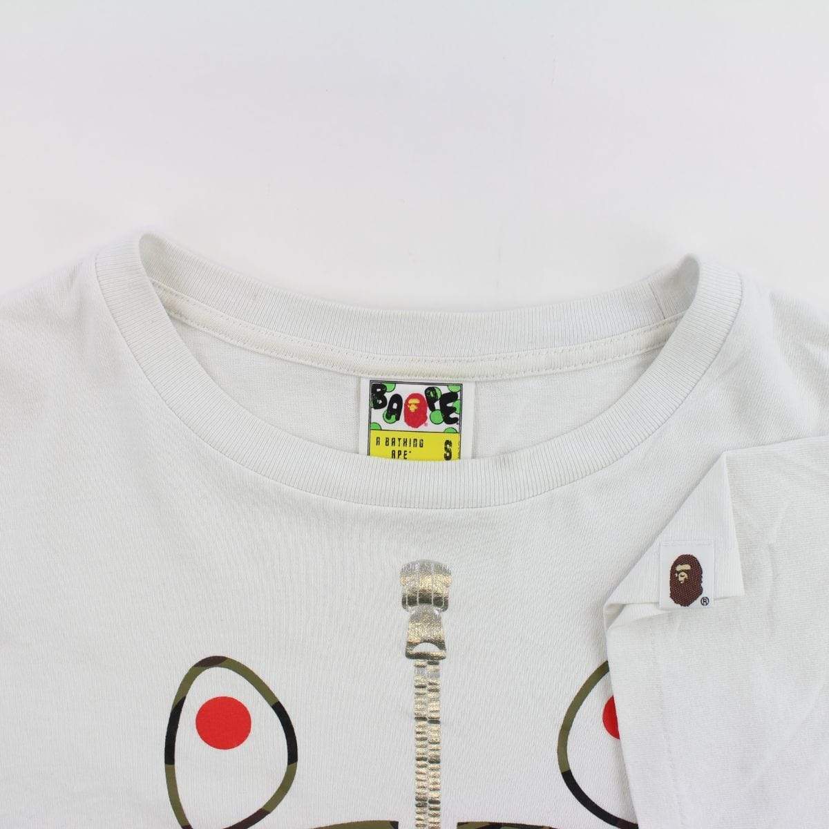 Bape 1st Green Camo Shark Face Tee White - SaruGeneral