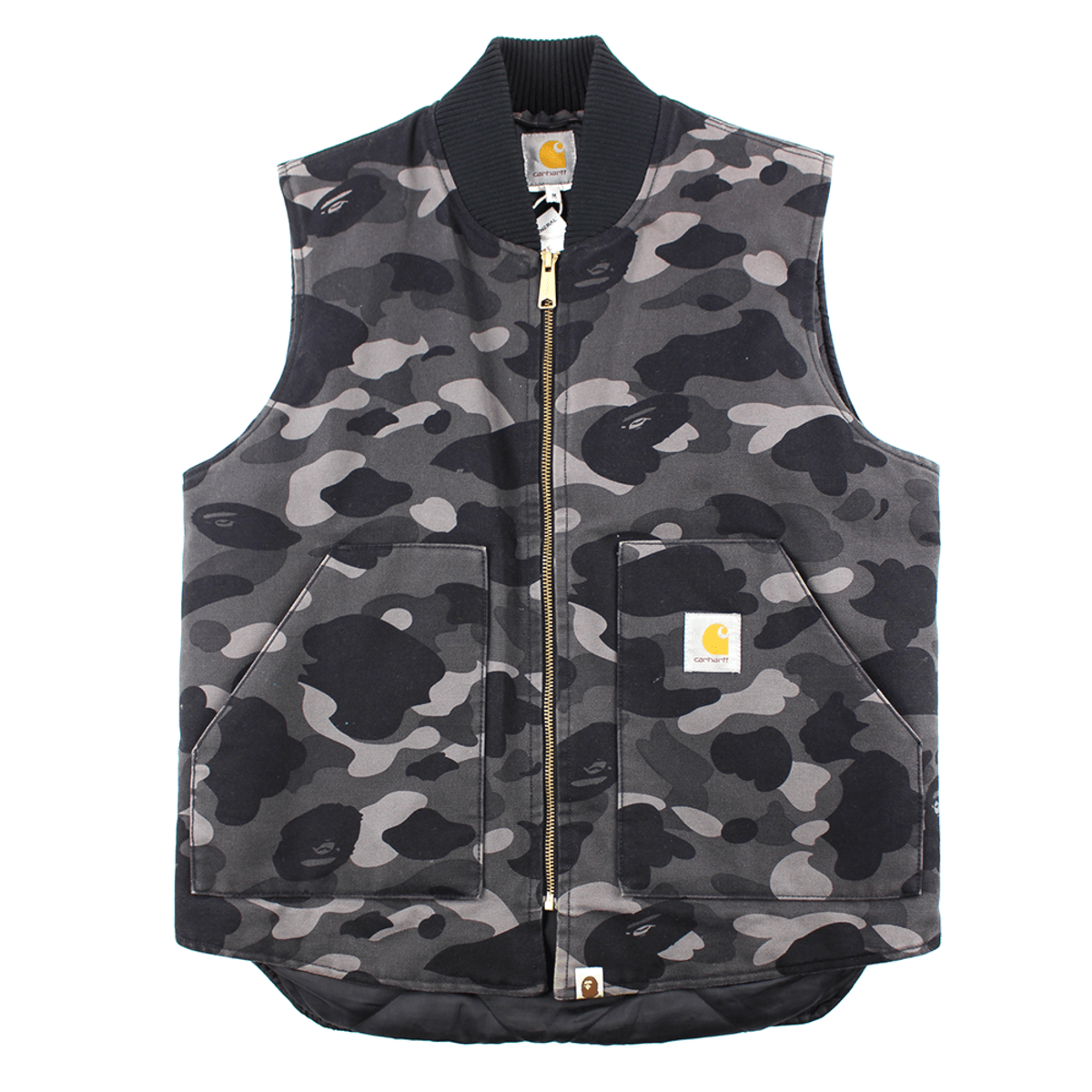 BAPE × Carharttコラボ ブラック迷彩ダックベスト Bape x Carhartt WIP Black Camo Vest – SARUGENERAL