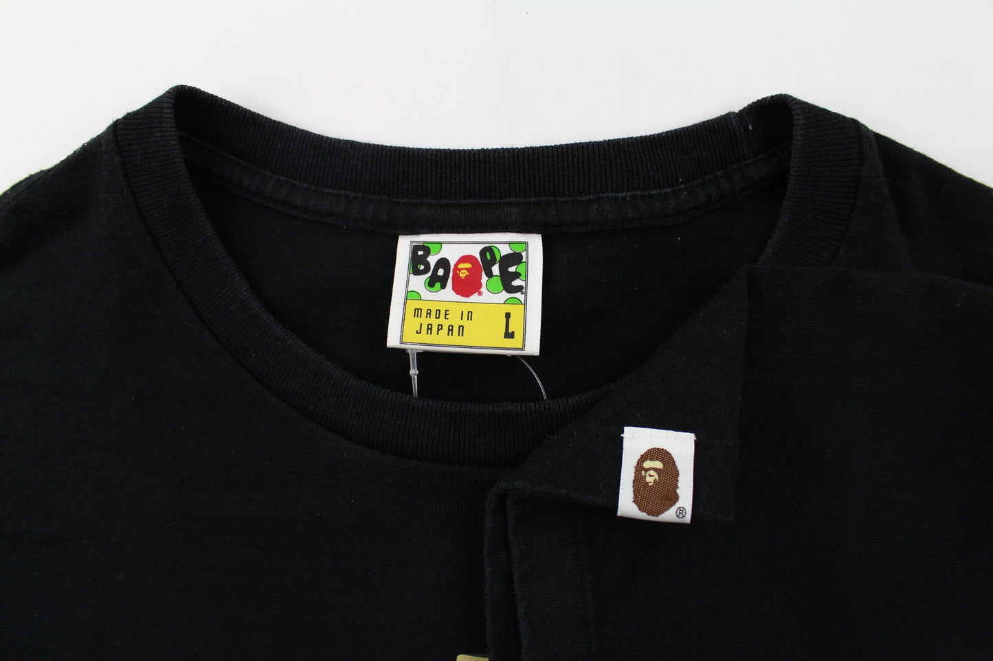 Bape 1st Yellow Camo Ape Crest Tee Black - SaruGeneral