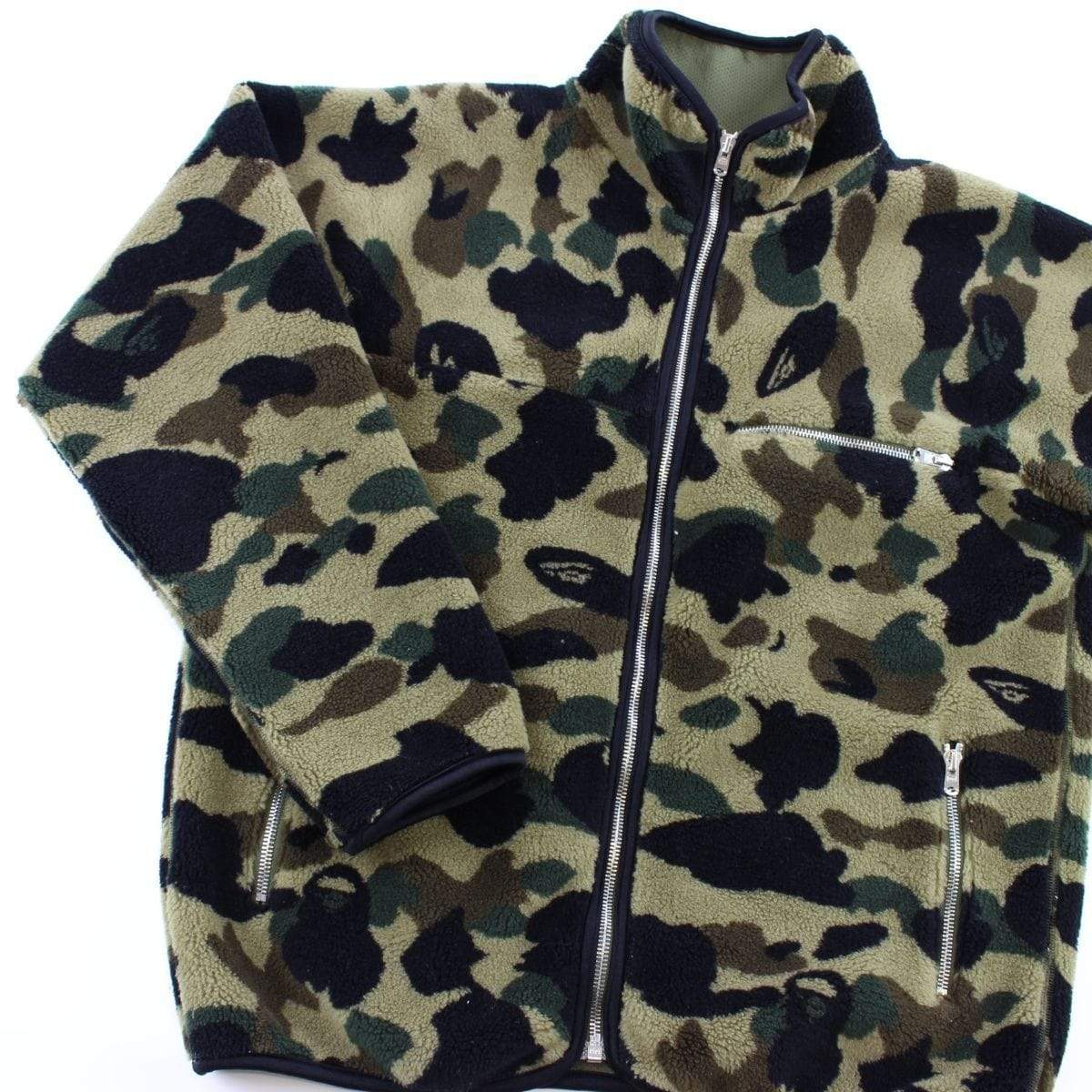 Bape 1st Green Camo Fleece Jacket - SaruGeneral