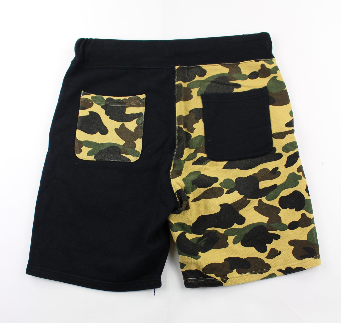 Bape 1st Yellow Camo Half Black Shark Shorts - SaruGeneral
