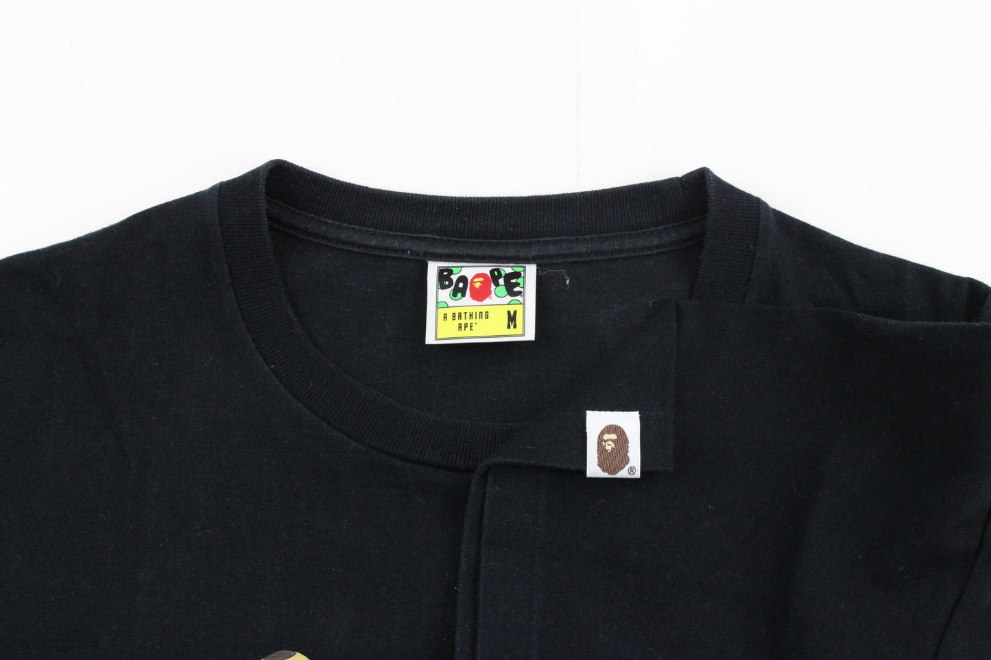 Bape 1st Yellow Camo Shark Face Tee Black - SaruGeneral