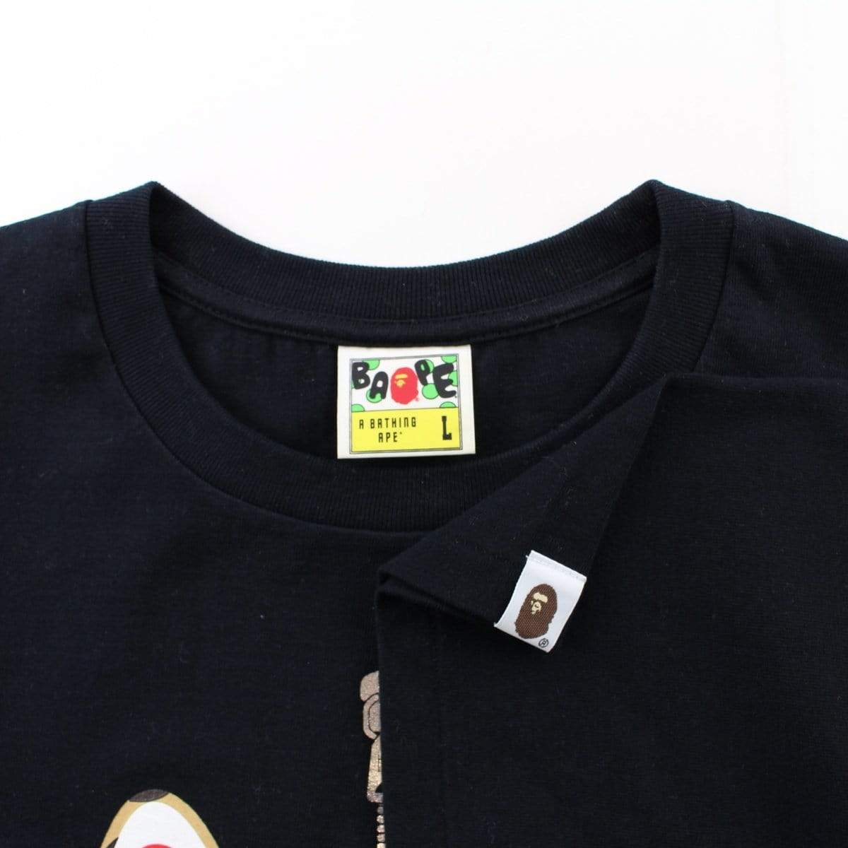 Bape 1st Yellow Camo Shark Face Tee Black - SaruGeneral