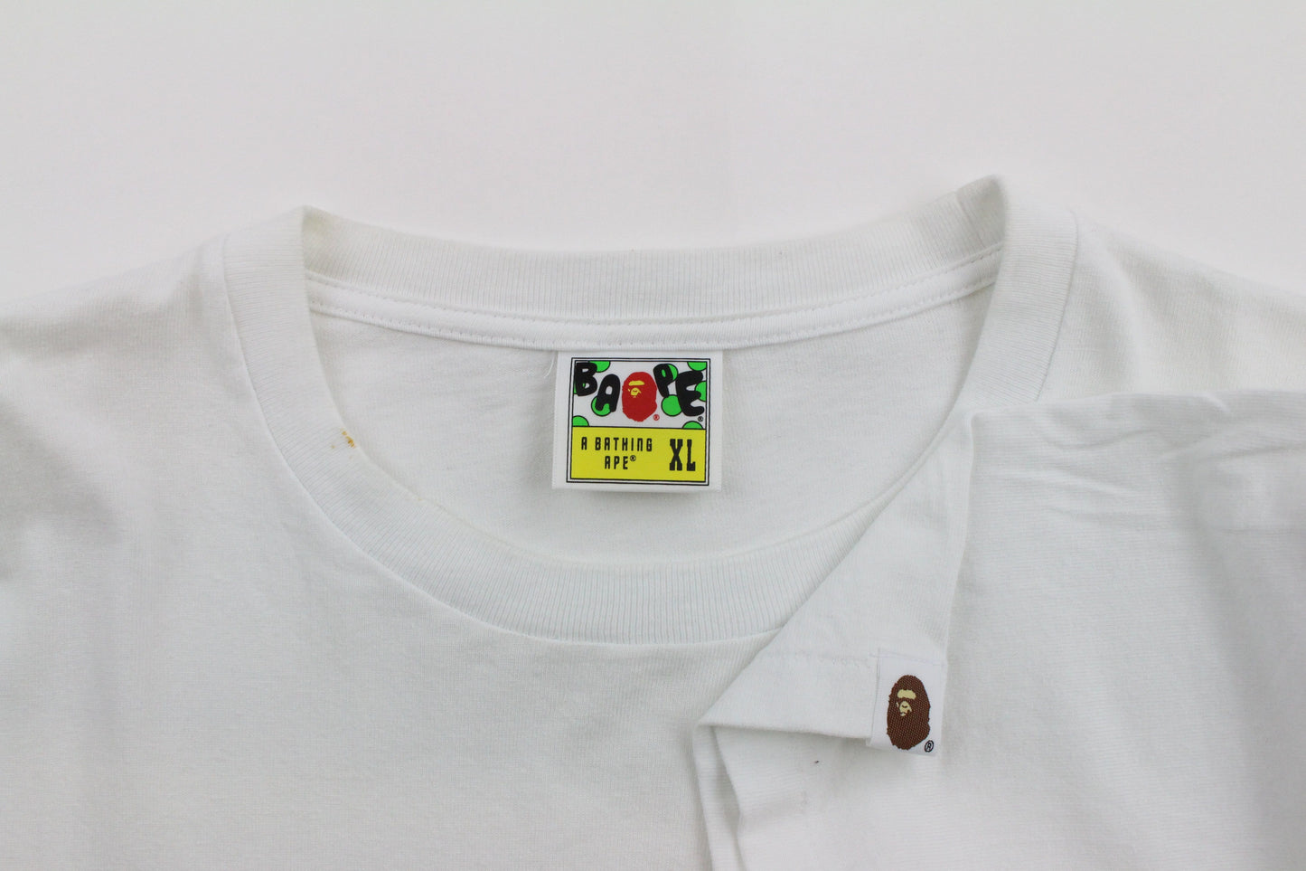 Bape 1st Yellow College Logo Tee White - SaruGeneral