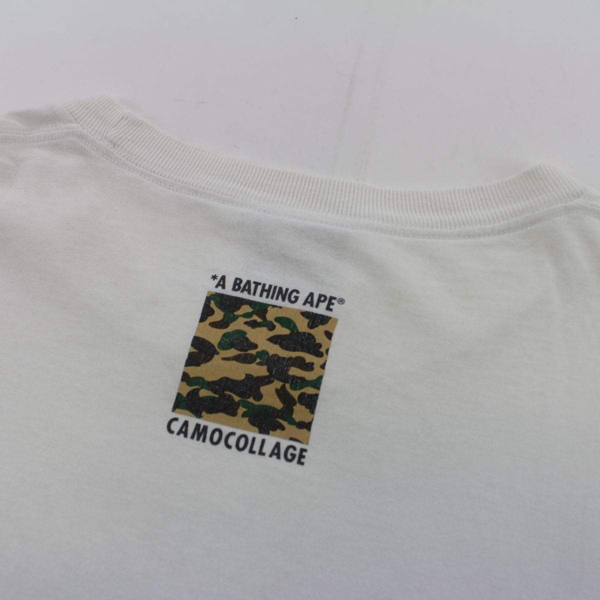 Bape 1st Yellow Outline College Logo Tee White - SaruGeneral