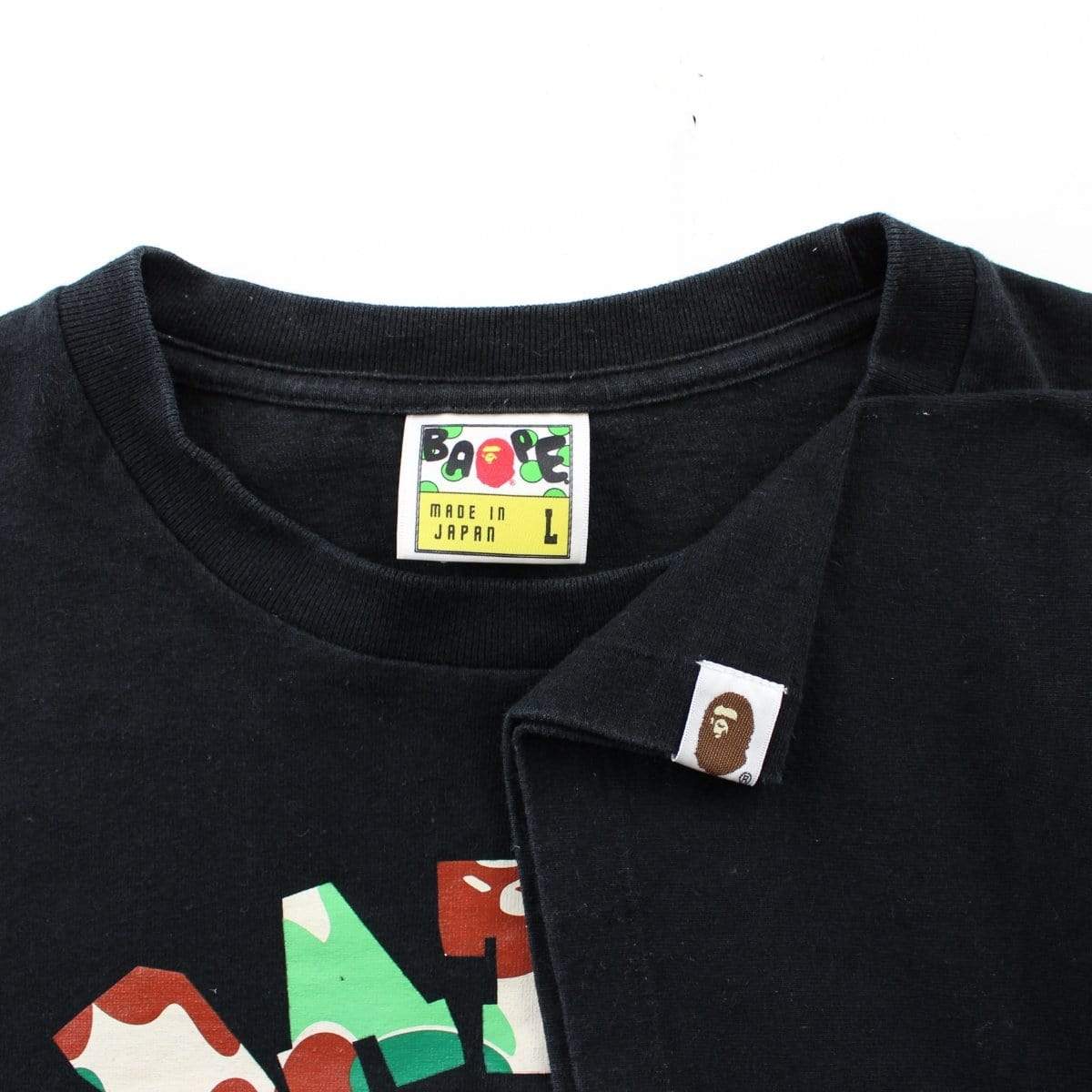 Bape 3D Green Camo College Logo Tee Black - SaruGeneral