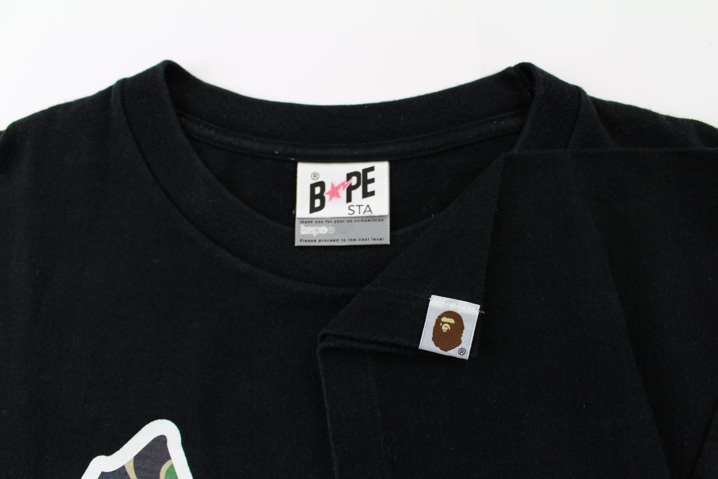 Bape ABC Green Camo Ape Text Tee Black - SaruGeneral