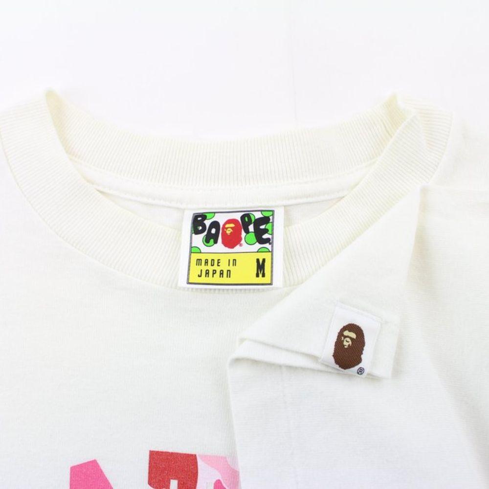 Bape ABC Pink Camo College Logo Tee White - SaruGeneral