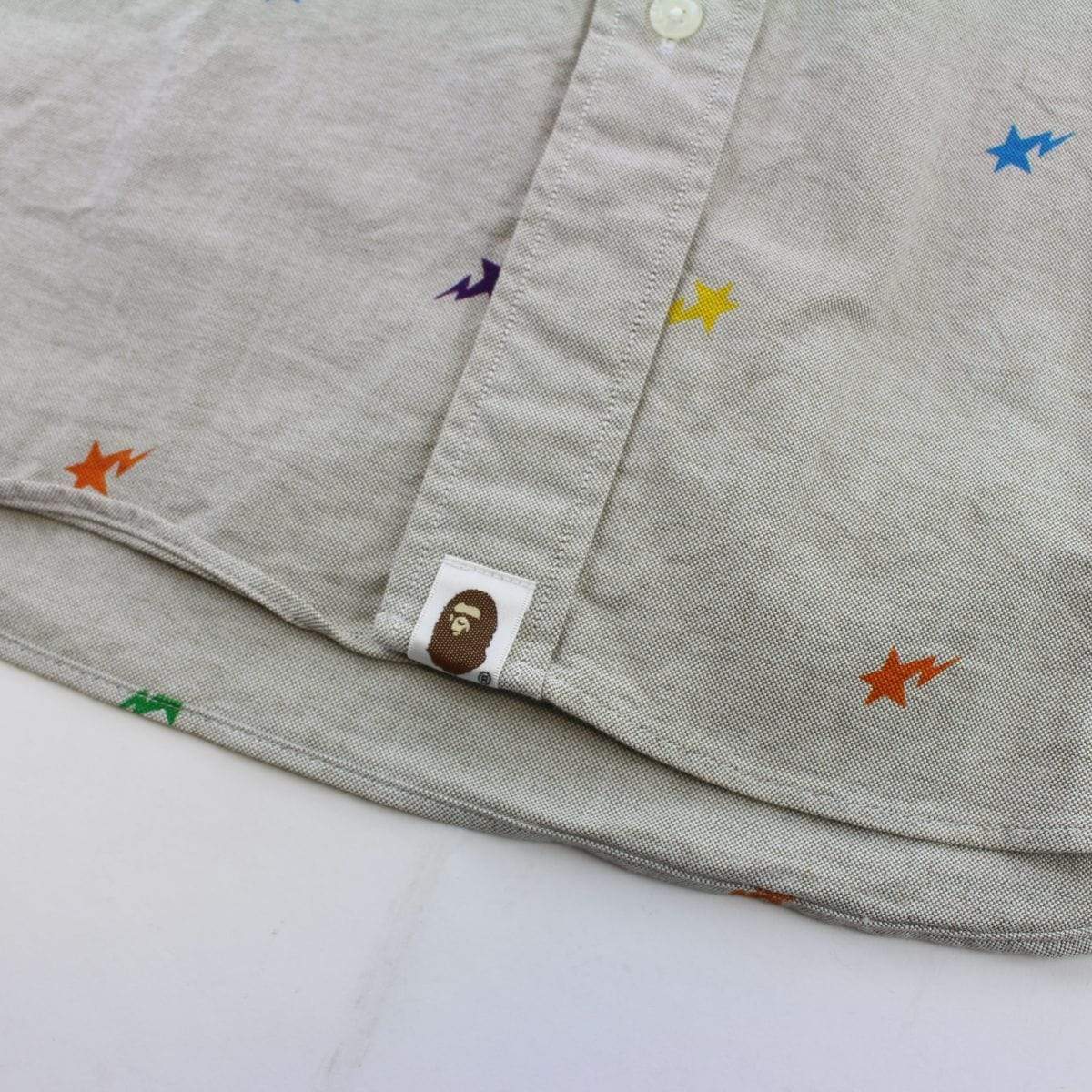 Bape All Over Bapesta Print Shirt Grey - SaruGeneral
