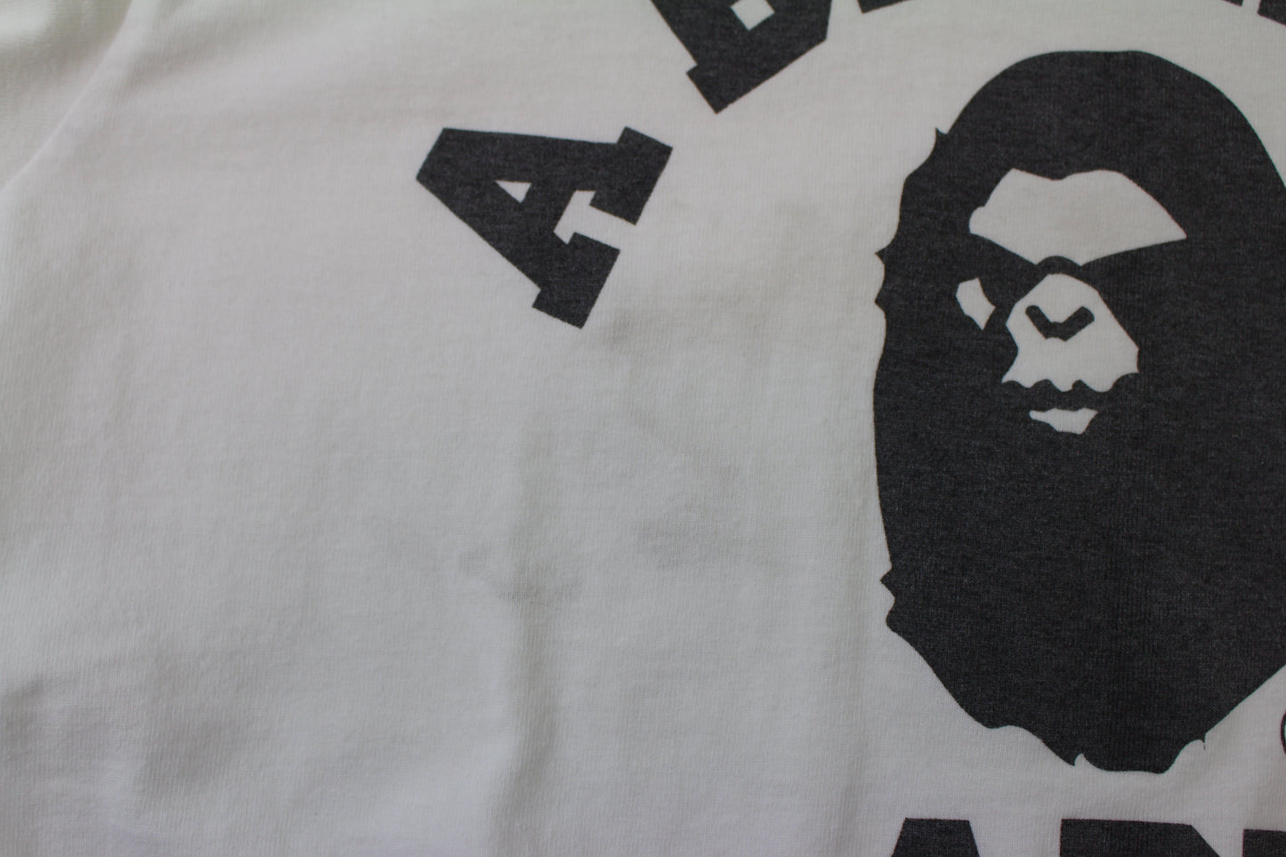 Bape Angry Face College Logo LS White - SaruGeneral