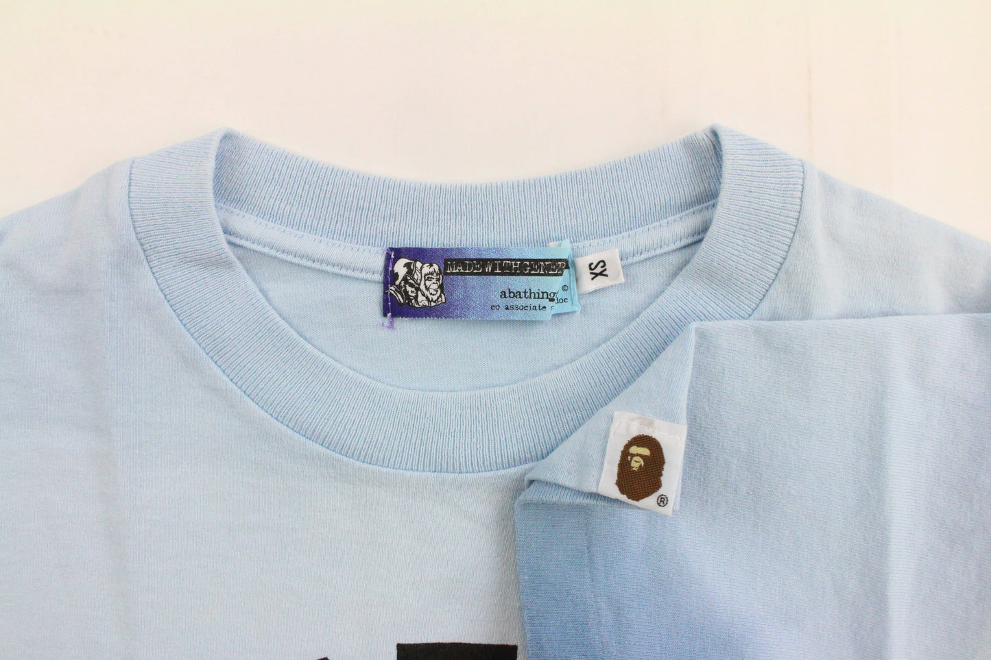 Bape Angry Face College Logo Tee Blue Gradient - SaruGeneral