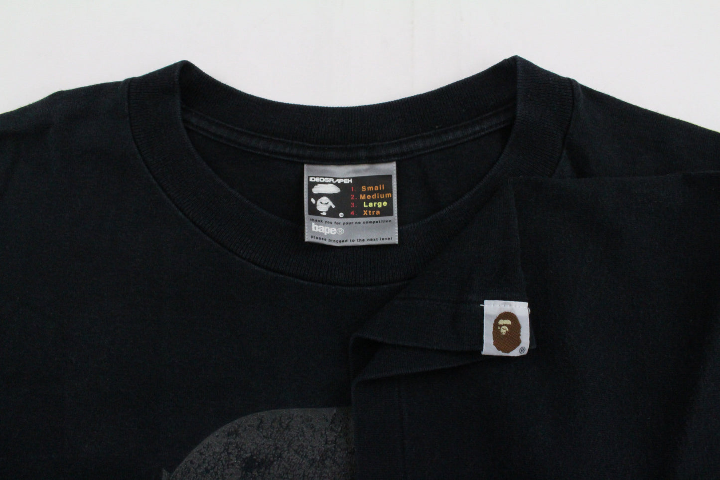 Bape Angry Face distressed Big Ape Logo Tee Black - SaruGeneral