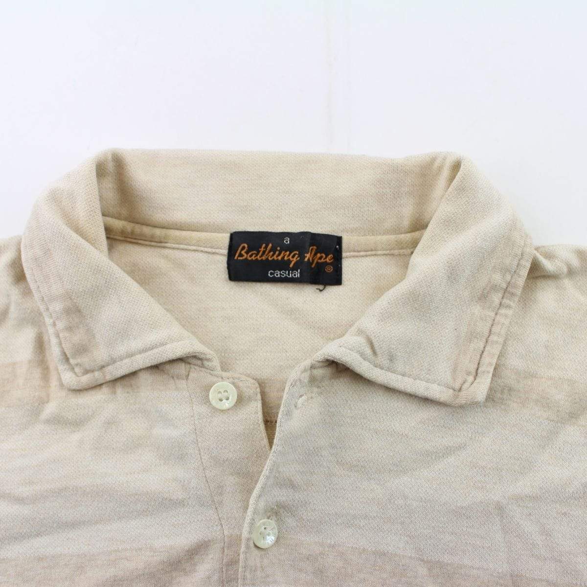 Bape Ape Head Logo Polo Tan Stripe - SaruGeneral