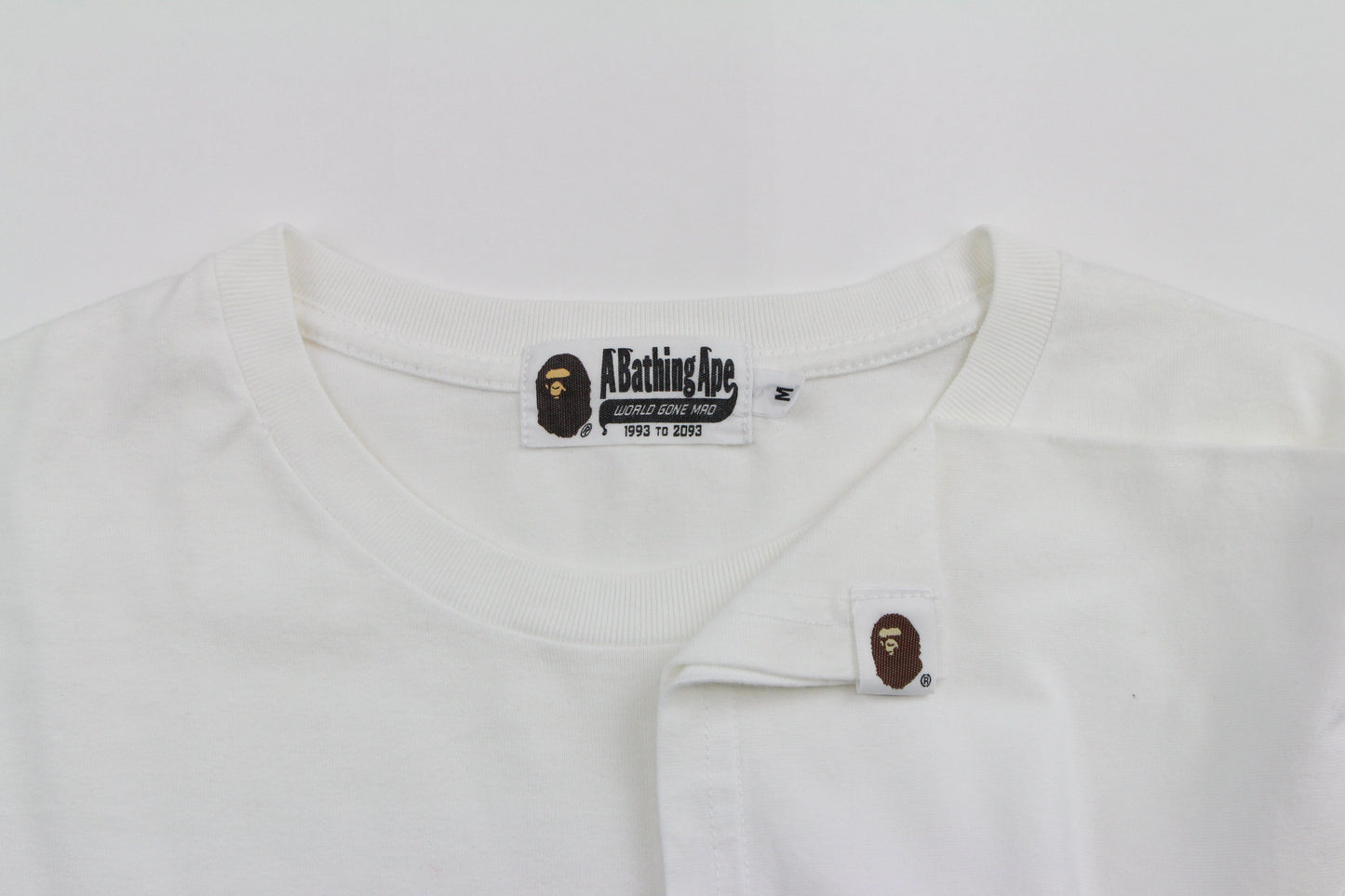Bape Ape Head Stripe Multicoloured Tee White - SaruGeneral