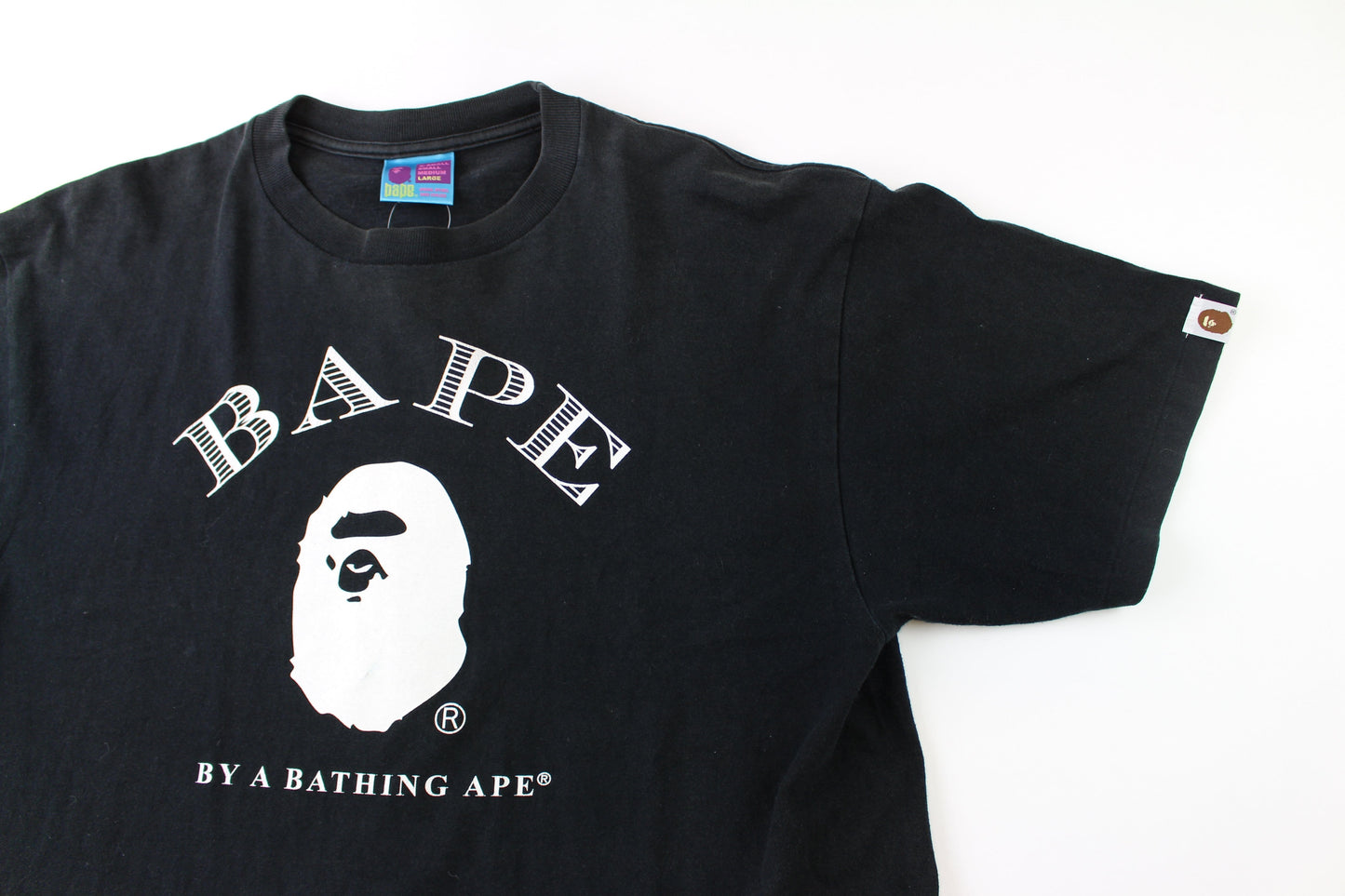 Bape Ape Logo Text Tee Black - SaruGeneral