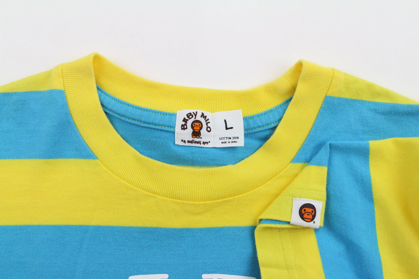 Bape Baby Milo Blue & Yellow Stripe Tee - SaruGeneral