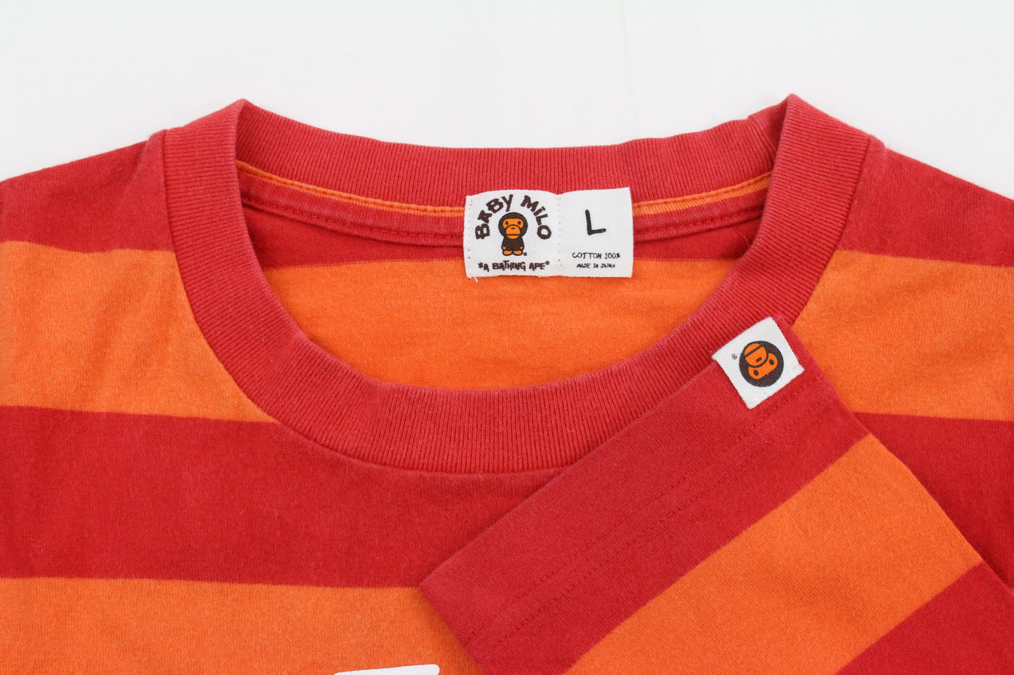 Bape Baby Milo Red & Orange LS Striped Tee - SaruGeneral