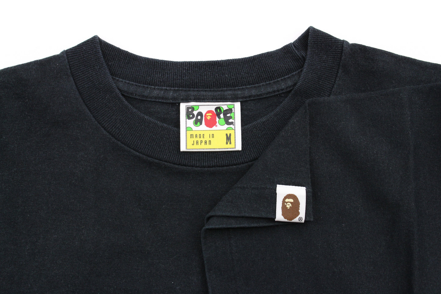 Bape Bathing Ape Green Yellow Text Tee Black - SaruGeneral