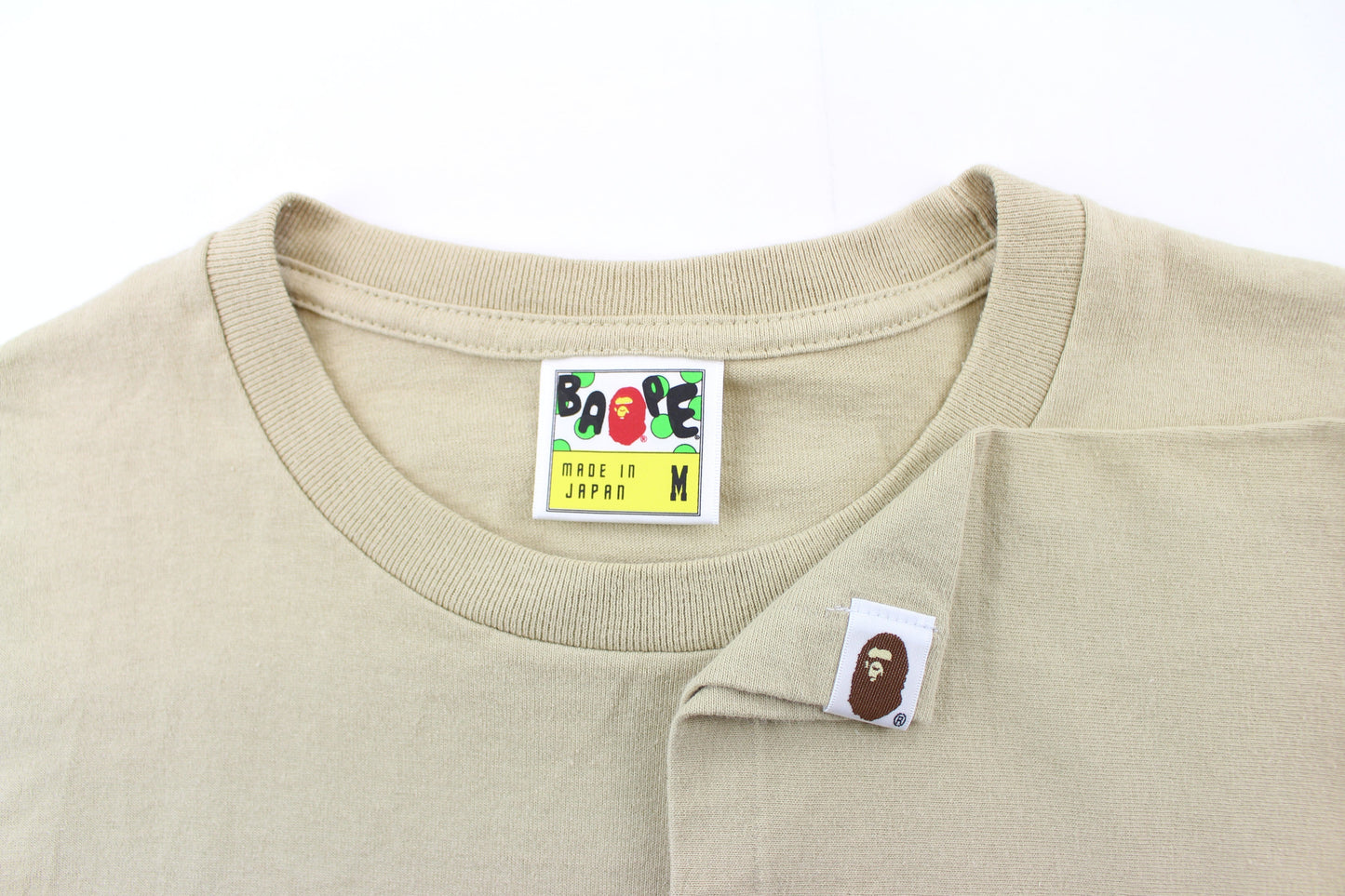 Bape Big Ape Logo Text Tee Tan - SaruGeneral