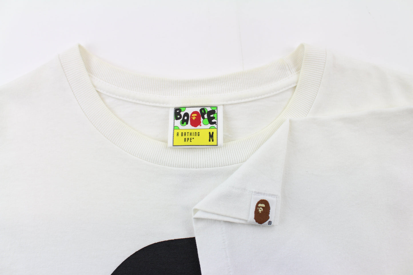 Bape Black Big Ape Text Tee White - SaruGeneral