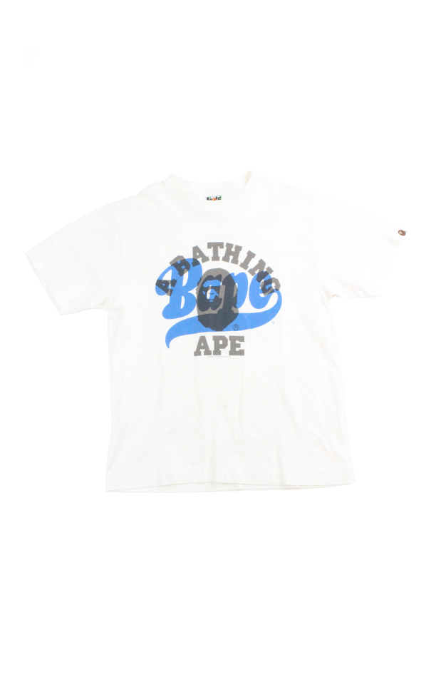 Bape Black College Logo Blue Overlay Tee white M.png - SaruGeneral