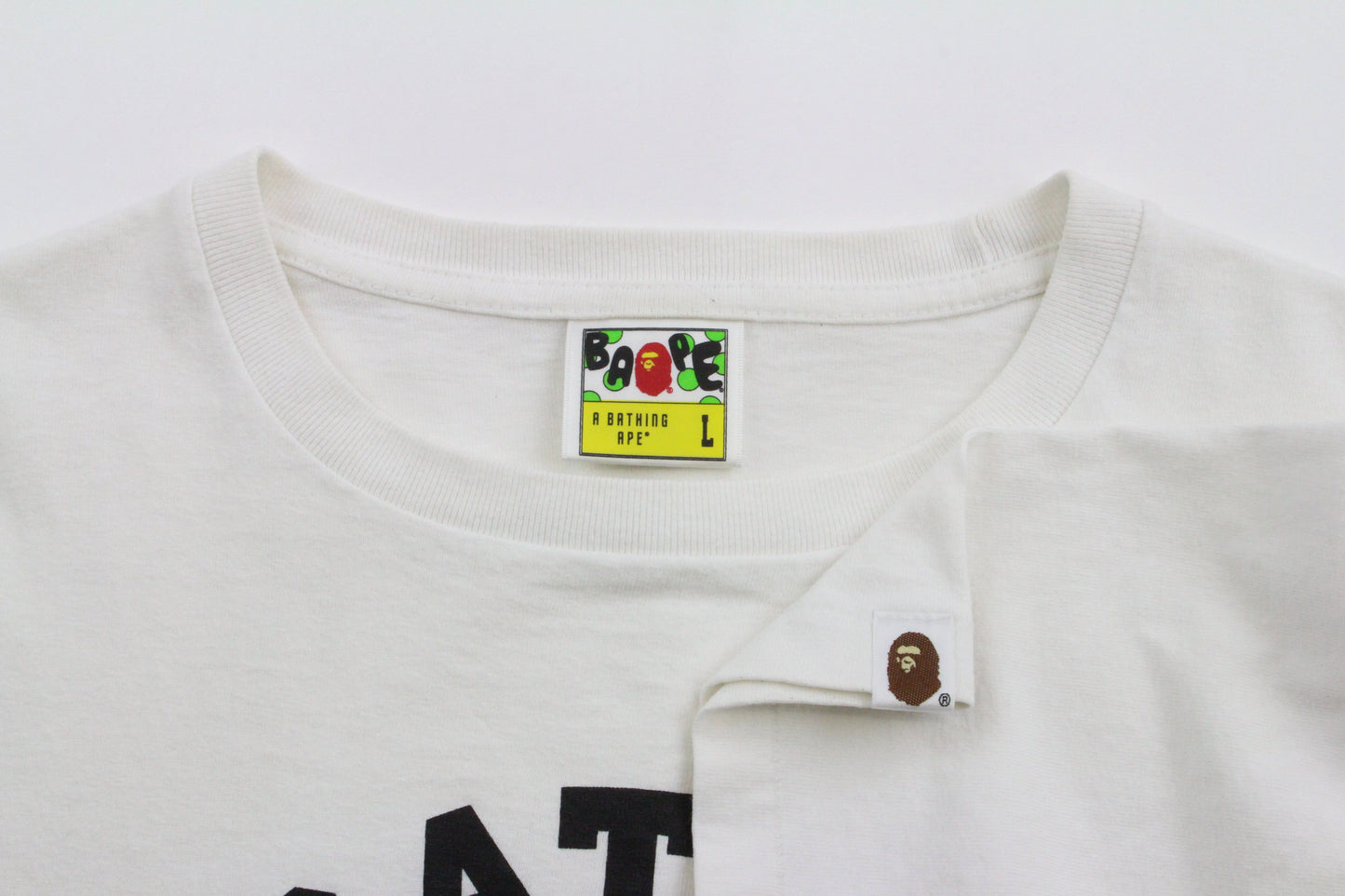 Bape Black Gradient College Logo Tee White - SaruGeneral