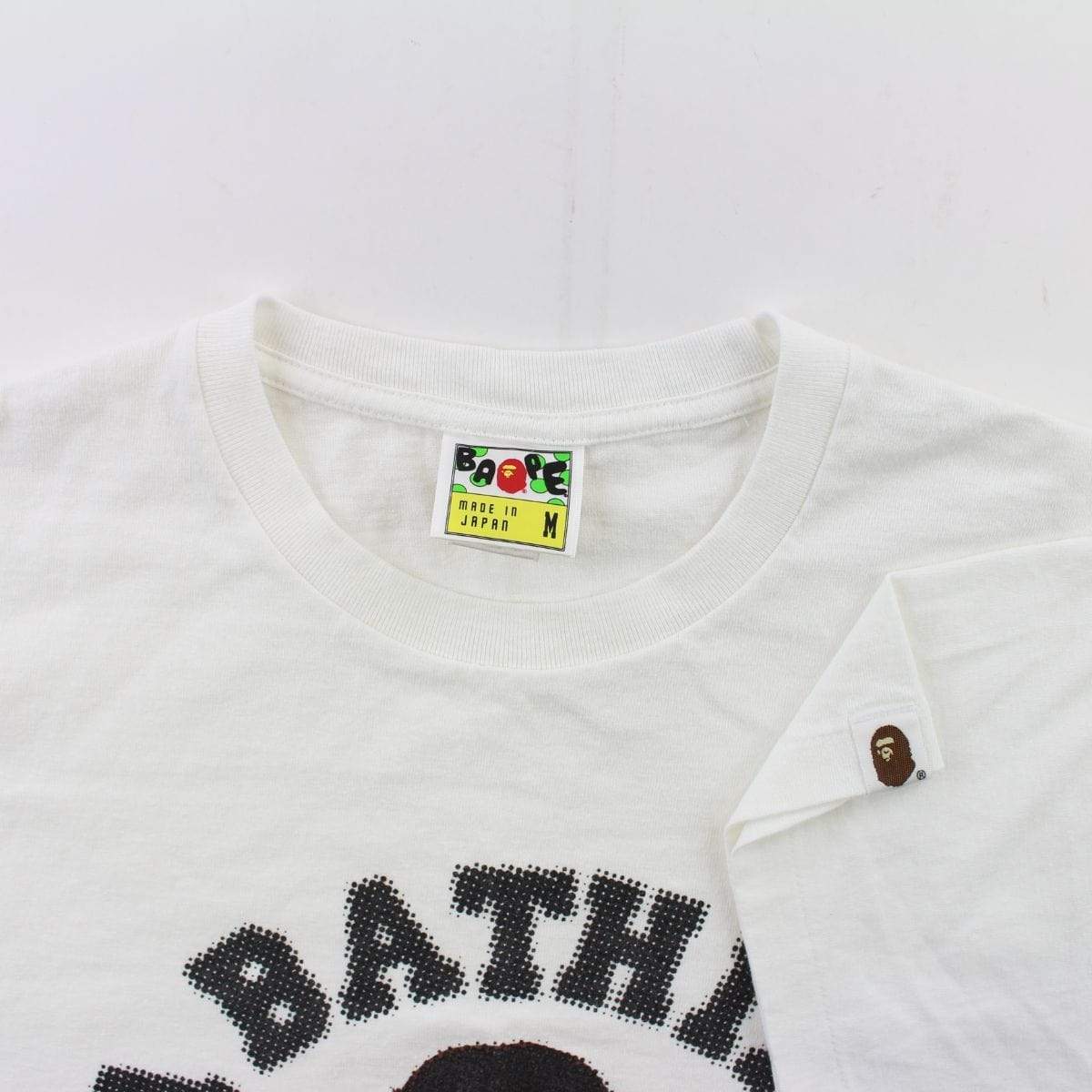 Bape White Camo Halftone Big Ape Logo Tee Black - SaruGeneral