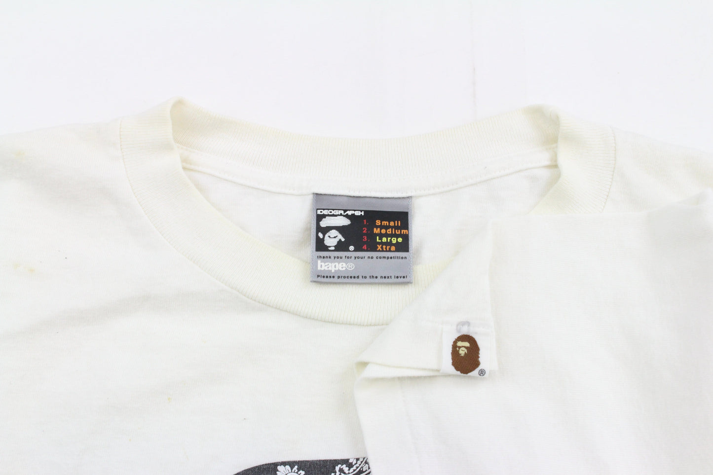 Bape Black Paisley Big Ape Logo Tee White - SaruGeneral
