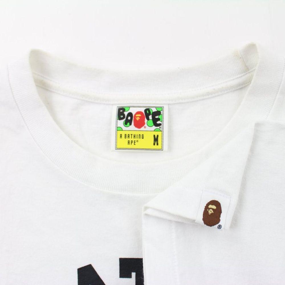 Bape Black White Leaf Camo College Logo Tee White - SaruGeneral