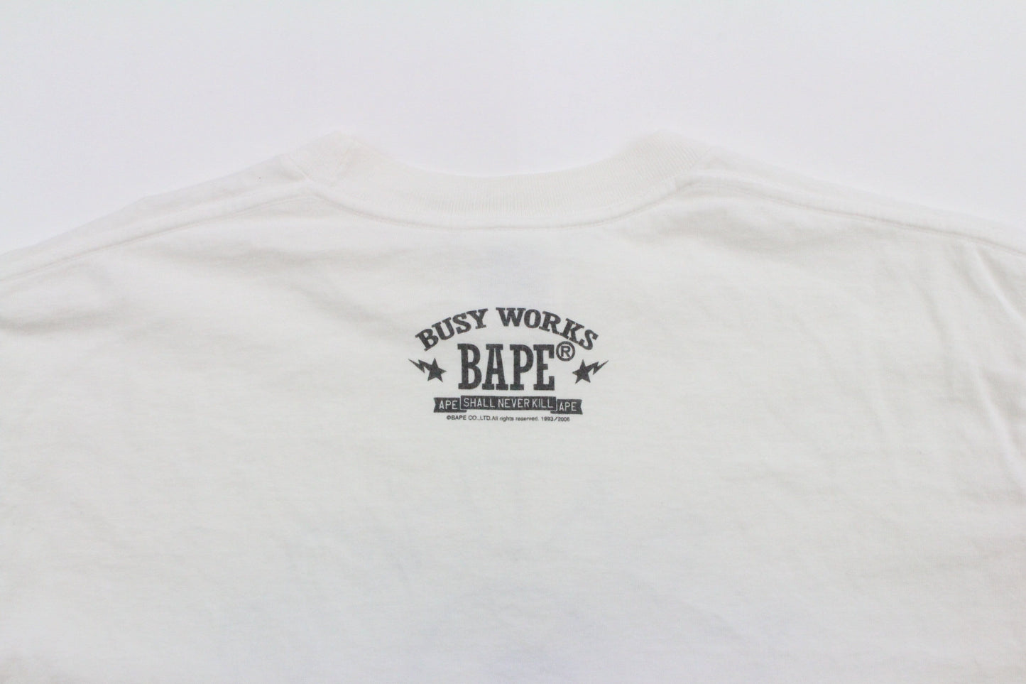 Bape Black outLine College Logo Tee White - SaruGeneral