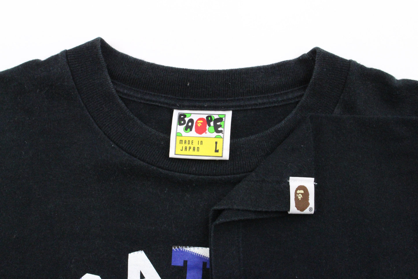 Bape Blue AZTEC Stitch College Logo Tee Black - SaruGeneral