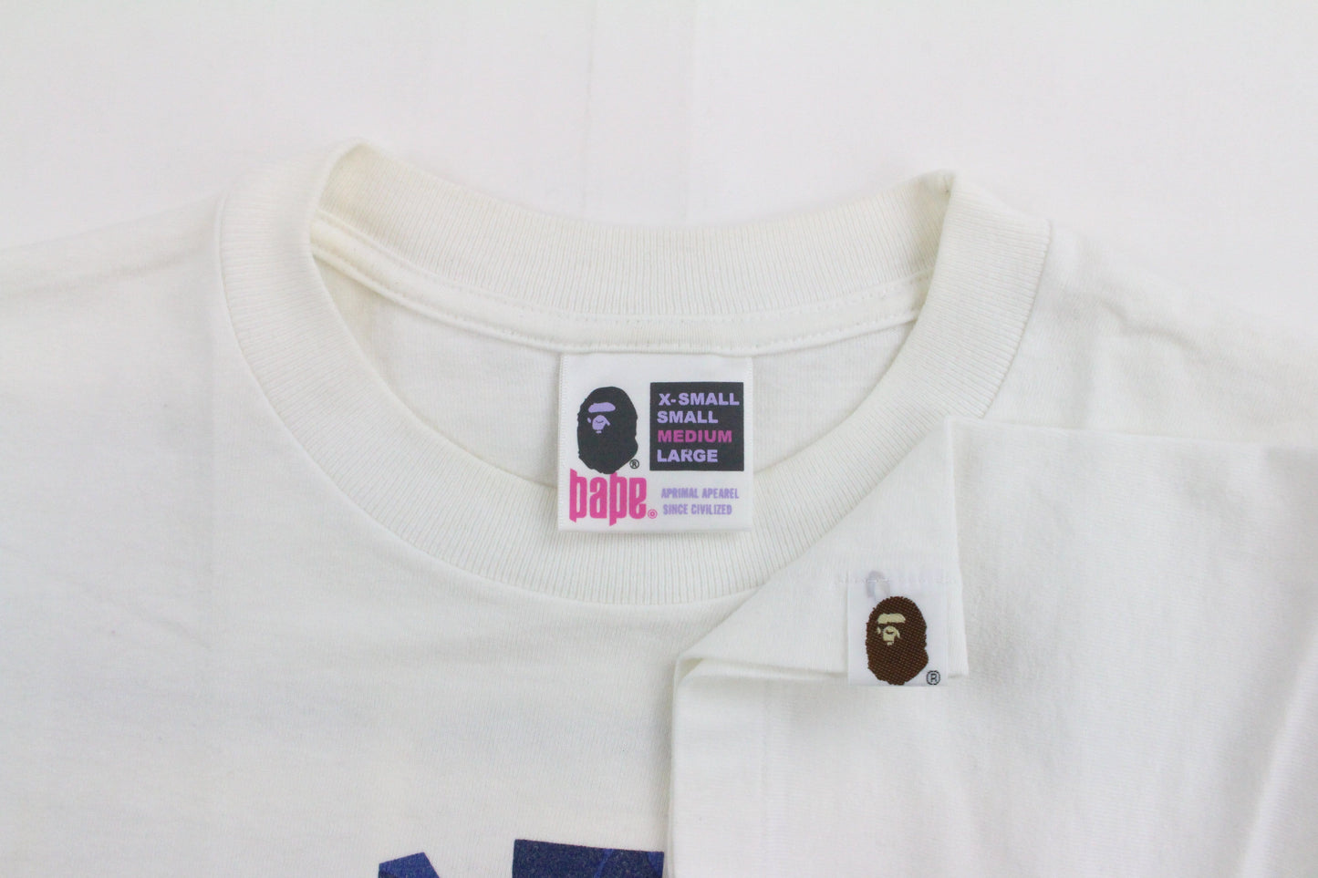 Bape Blue Camo asnka College Logo Tee White - SaruGeneral