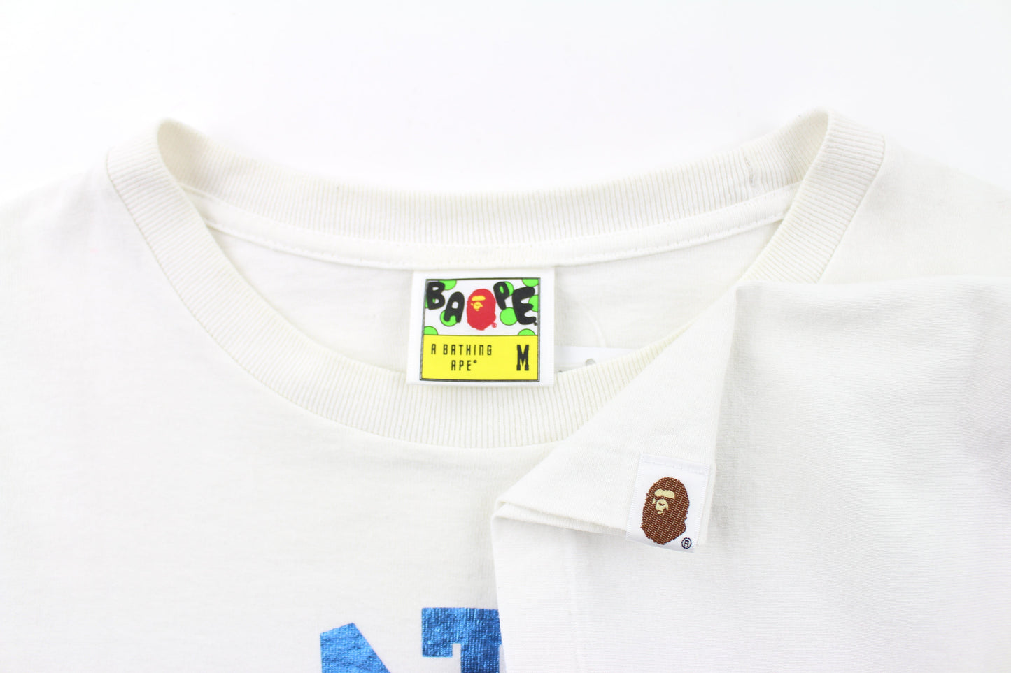Bape Blue Foil College Logo Tee White - SaruGeneral