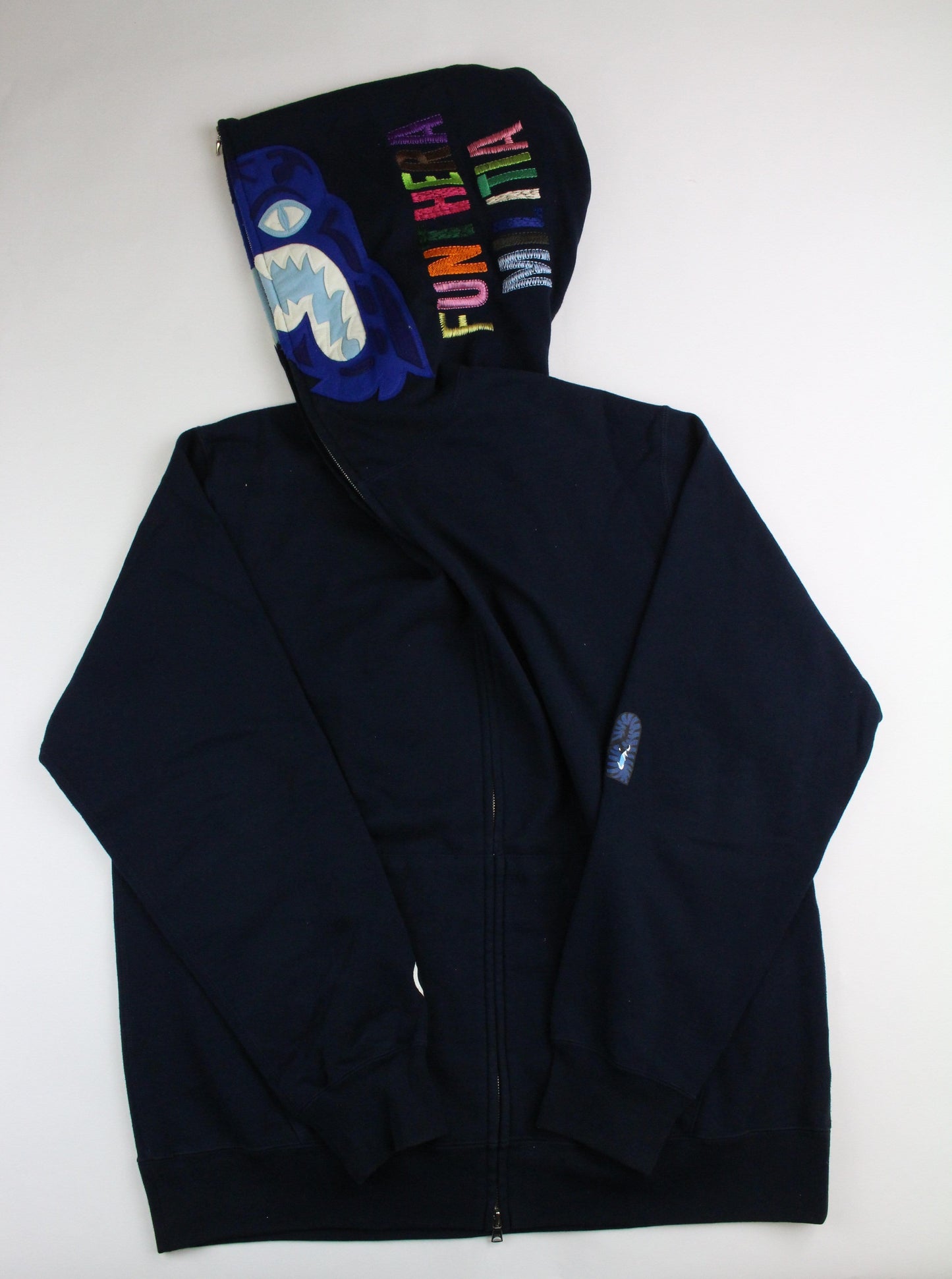 Bape Blue Tiger Shark Hoodie Black - SaruGeneral
