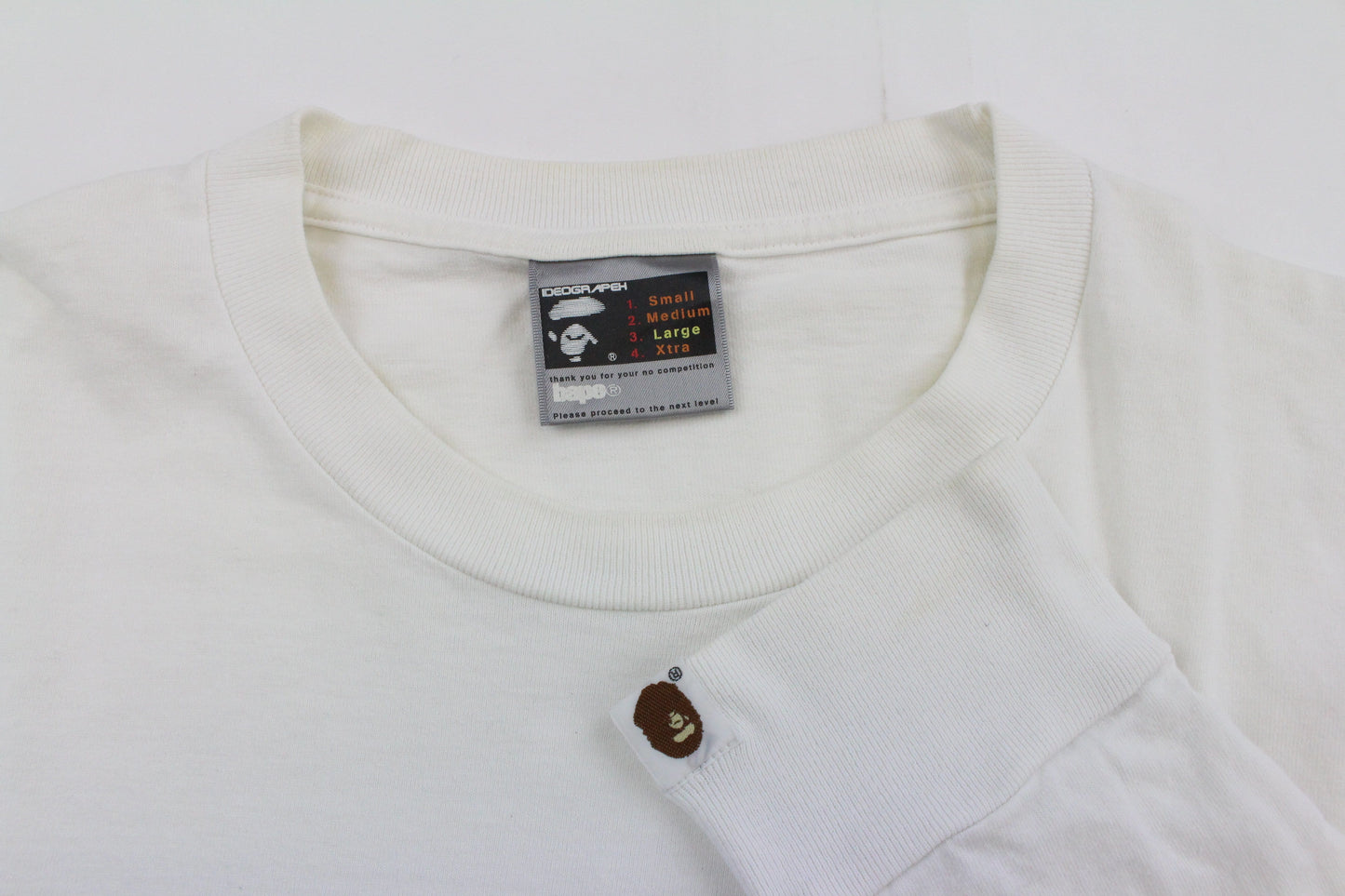Bape Blue Union Jack Big Ape Logo Tee LS White - SaruGeneral