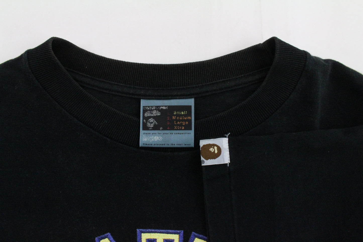 Bape Blue Yellow College Logo Tee Black - SaruGeneral