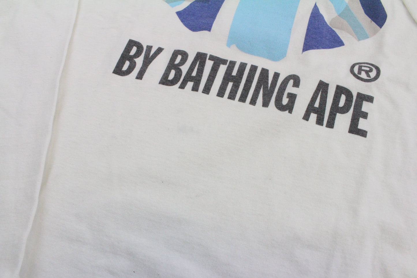 Bape Blue union Jack Big Ape Logo LS White - SaruGeneral