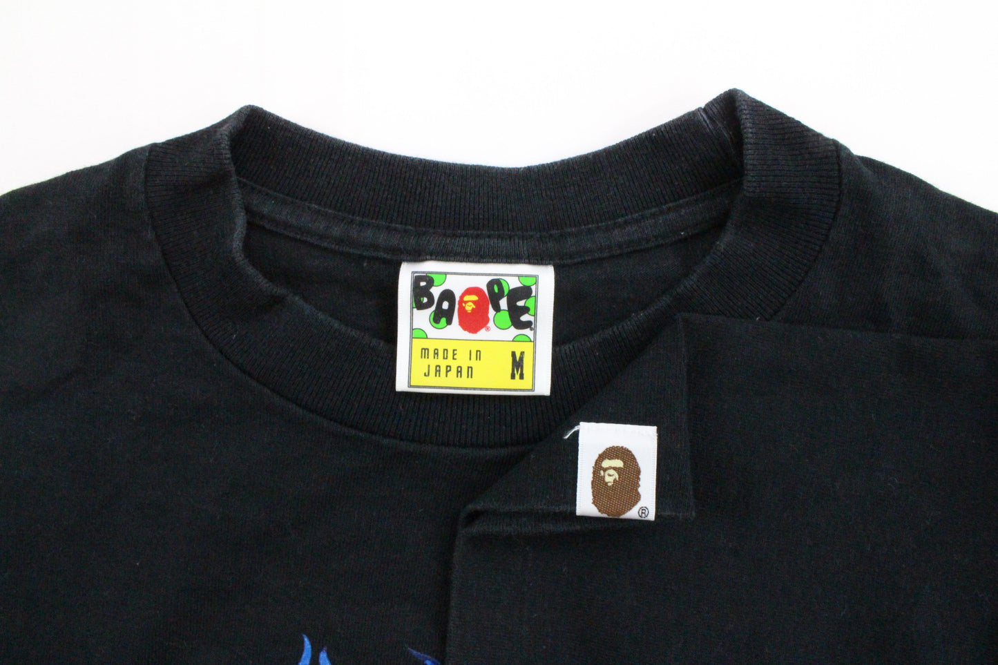 Bape Dark flame Blue Camo College Logo Tee Black - SaruGeneral