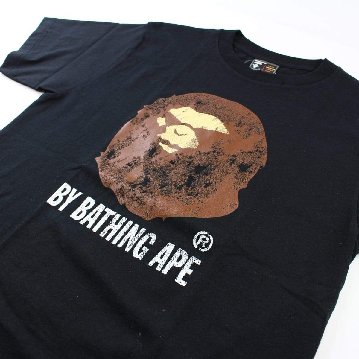 Bape Distressed Angry Face Big Ape Logo Tee Black - SaruGeneral