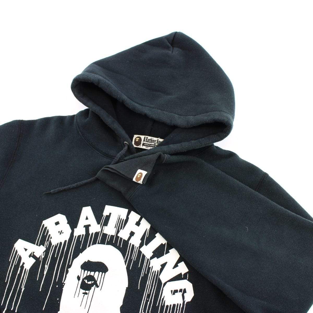 Bape Paint Drop College Logo Hoodie Black - SaruGeneral